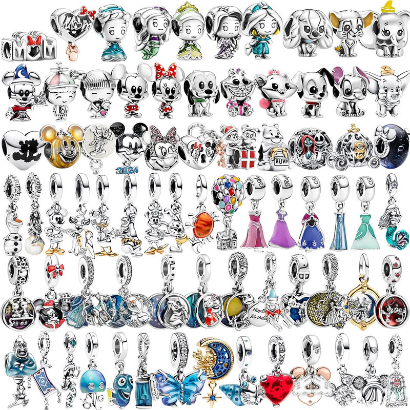 Disney Princess Charm Fit Bracelet Pandora pour femme, argent regardé 925, fabrication de modèles originaux, bijoux à bricoler soi-même, cadeau de Noël, nouveau