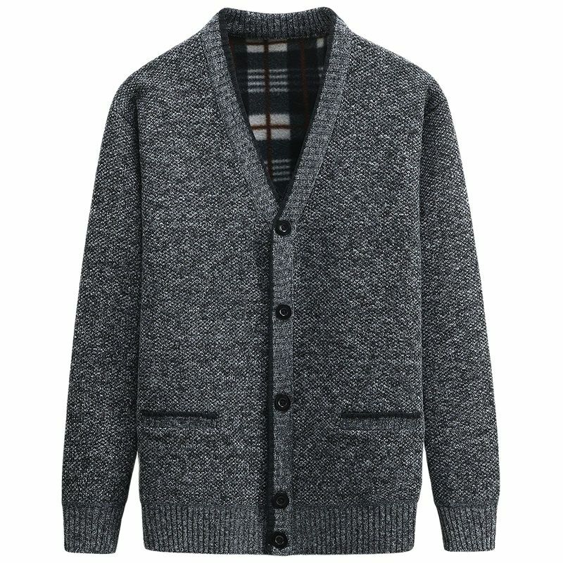 남성용 두꺼운 V넥 니트 스웨터 코트, 캐쥬얼 따뜻한 니트 카디건, 남성 패션 의류, 2024, 가을, 겨울