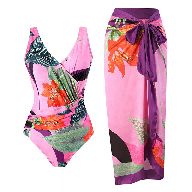 Swimsuit Women 2024 One Piece Swimwear Fruit Printed Backless Swimsuit Bathing Swimming Suit Cover up Female Beachwear Bodysuit