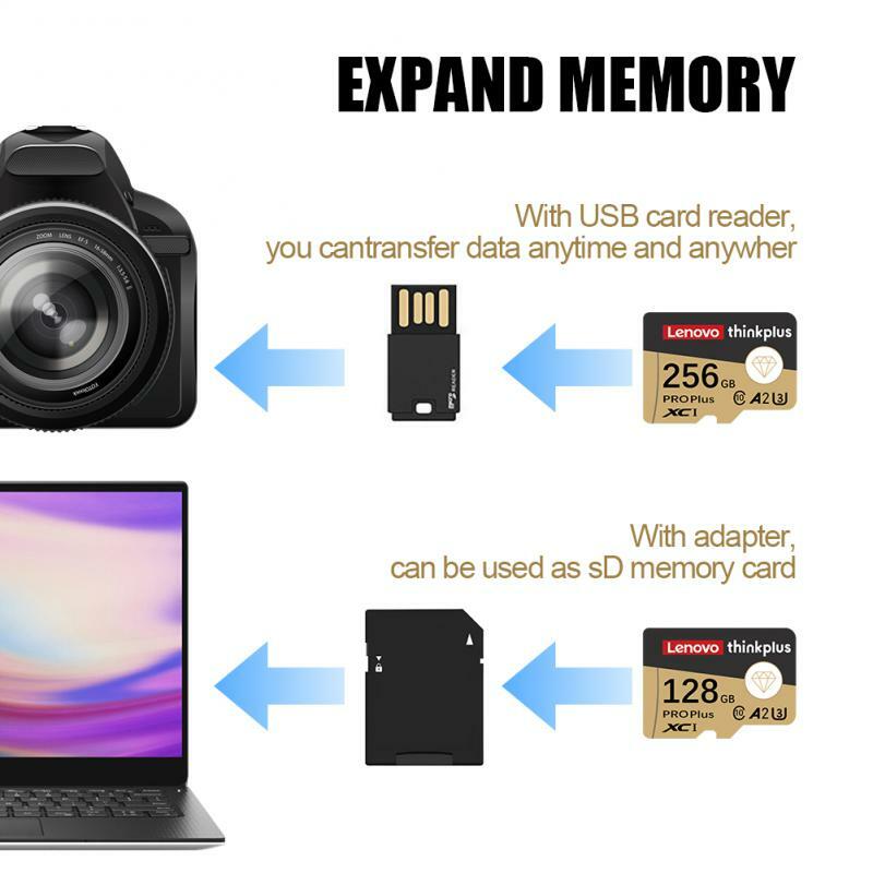 Lenovo-tarjeta de memoria Micro TF Mini SD, 512GB, 128GB, 2TB, 1TB, U3, V30, 4K, Full HD, para teléfono/cámara/MP3/MP4