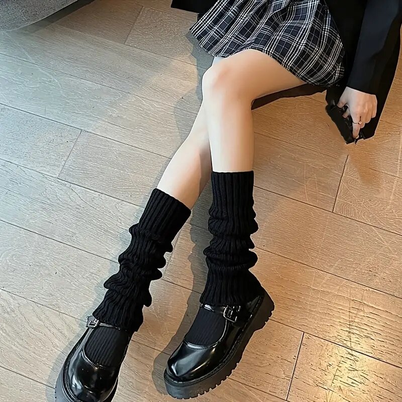 Вязаные гетры в стиле "Лолита", 40-70 см, женские длинные носки, осенне-зимняя шерстяная накидка для ног, теплые носки Y2K, вязаные крючком носки, манжеты для сапог
