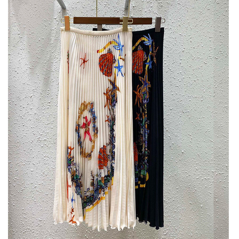 Conjunto de Top y falda con estampado de 2 piezas para mujer, traje plisado, ropa de moda de verano de alta gama, camisa de manga corta para mujer