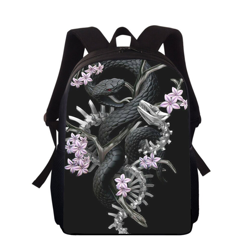 Art painting snake animal 15 "3D Print Kids Backpack Sacos De Escola Primária para Meninos Meninas Back Pack Estudantes School Book Bags