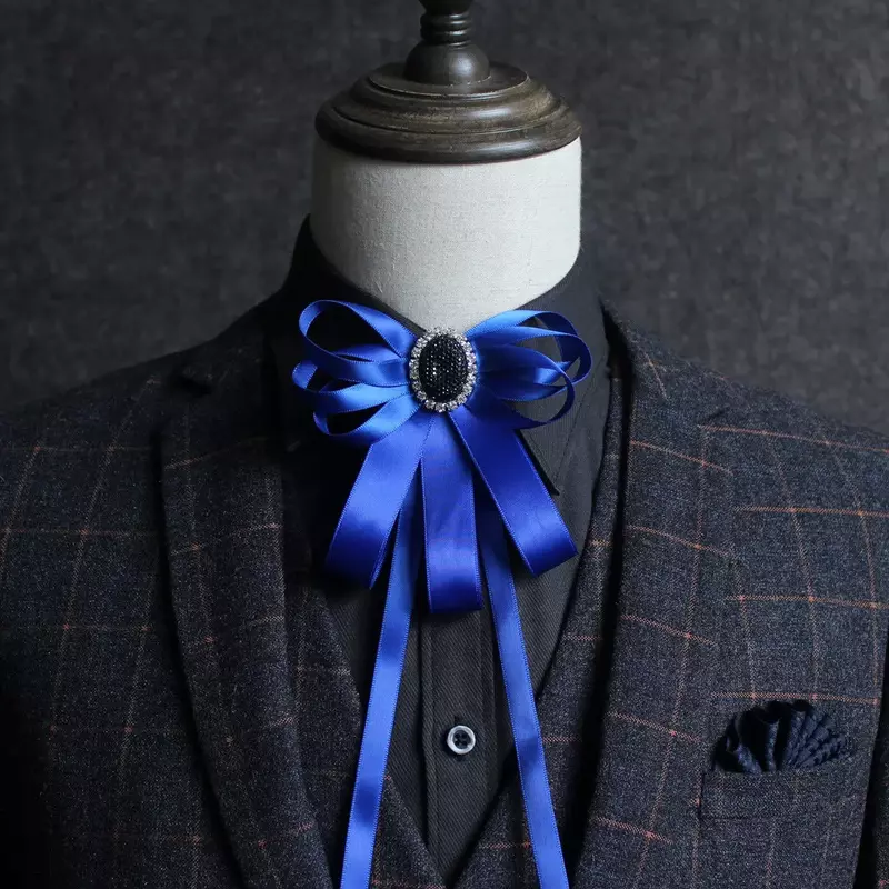Bow Tie Rhinestone Ribbon Wedding Collars Flower British Style Suit Accessories Fashion Handmade Jewelry Trendy Male Bowtie