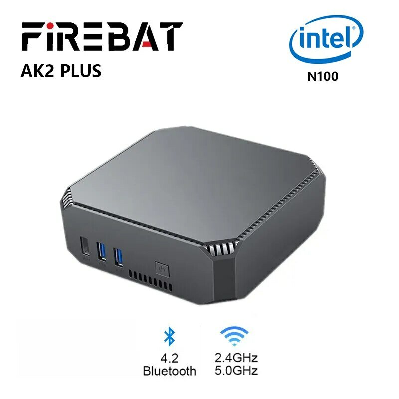 Firewall AK2 PLUS MiniPC Intel N100 Dual Band WiFi5 BT4.2 16GB 512GB, komputer Gaming Desktop Mini PC Gamer