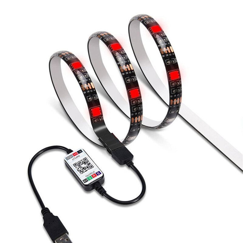 Juego de correas de luz LED 5050RGB, cinta de luz colorida con Control remoto, Bluetooth, 5V, 0,5 M/1M/2M/M 3 4 5