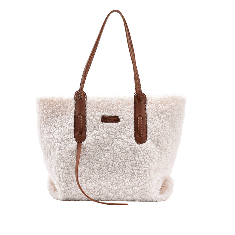 Дизайнерская большая сумка через плечо из овечьей шерсти, модные женские сумки из искусственного меха, зимняя Роскошная плюшевая Сумка-тоут для покупок для женщин
