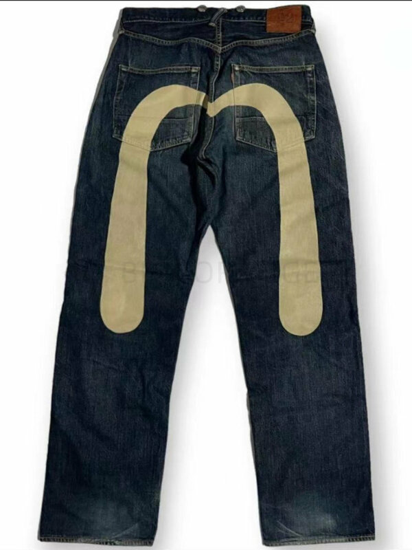 Y2K estilo vintage lavado impresso jeans para homens, calças de algodão soltas, jeans de perna larga, roupas de rua, streetwear