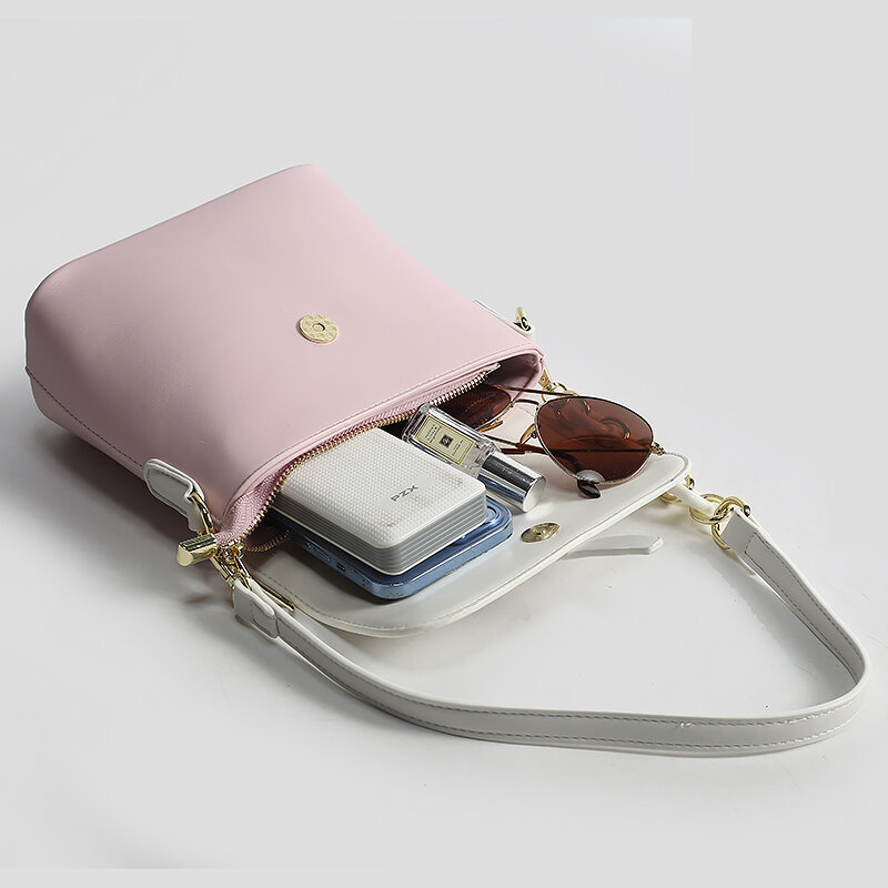 Cfun ya-女性用の小さな合成皮革バッグ,フェミニンなショルダーバッグ,トップハンドル,美的財布,新しいトレンド,2024
