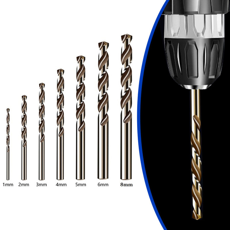 7pcs HSS M35 Cobalt Drill Bit Round Shank Drill Bit For Metal Stainless Steel Drilling  Hole Cutter Power Tools 1/2/3/4/5/6/8mm