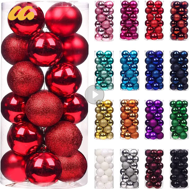 Boule décorative de baril de lumière de placage de Noël, pendentif de haute qualité, réutilisable, IkCreative, 24 pièces