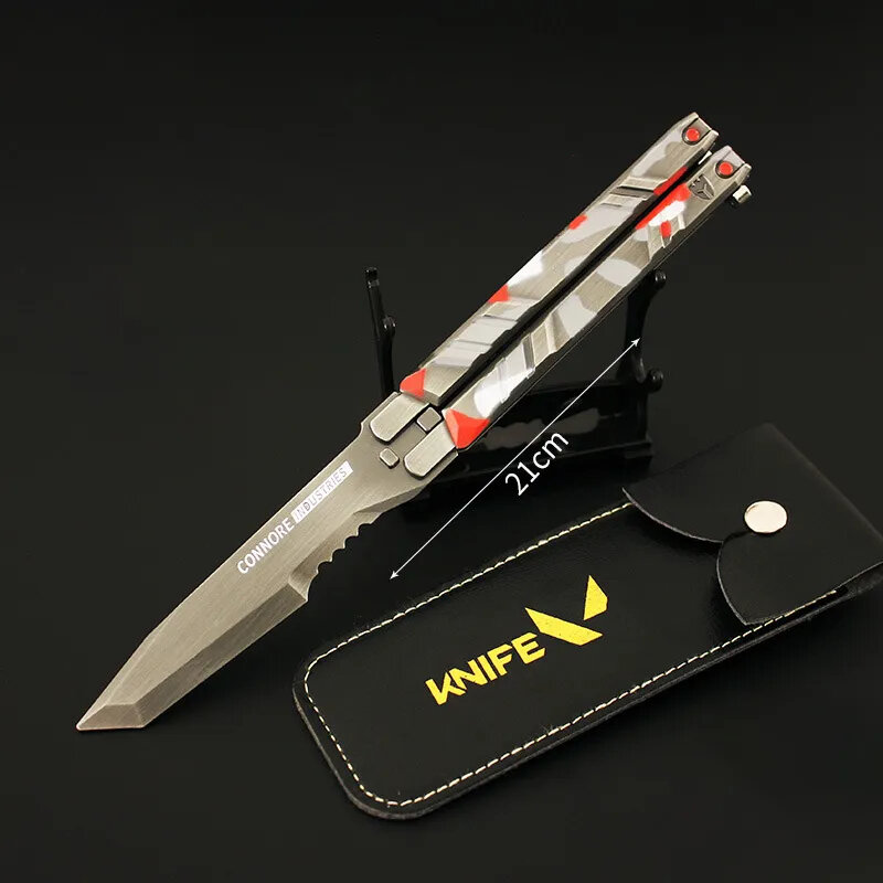 Valorant Weapon Recon cuchillo de mariposa de camuflaje rojo, abridor de letras, modelo de espada, juego periférico, juguetes para niños, 21cm