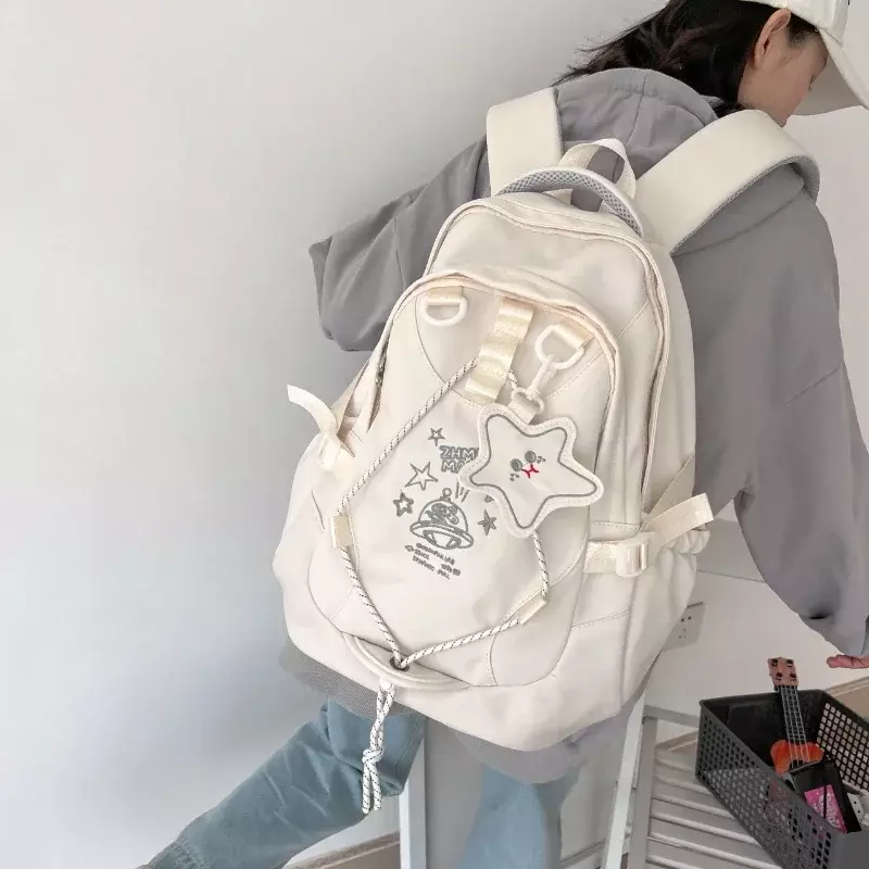 Pink Large Capacity Backpacks Luxury Designer Bag For Women Oxford Zip School Bags Embroidery Waterproof Korean Shoulder Bag