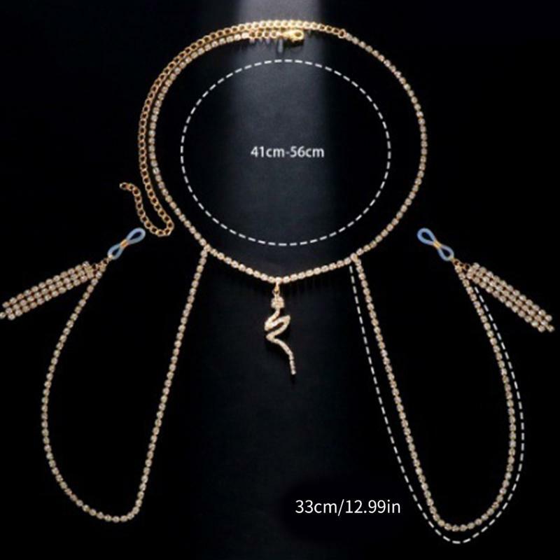 Snake Pendant Necklace Sexy Chest Chain for Woman Nightclub Metal Snake Tassels Body Chain Nightclub Body Accessories