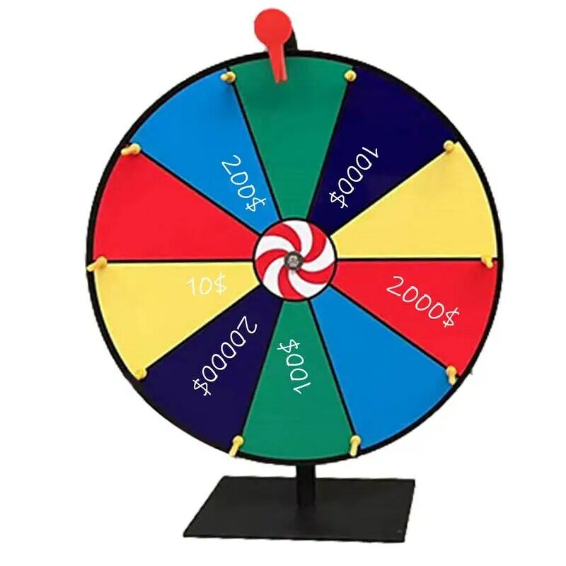 11.8 Inch Lottery Activity Turntable Draw Spining Prize Lucky Wheel Of Fortune Game Color Dry Erase Roulette Wheel with Stand
