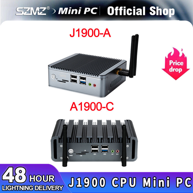 Szmz-Mini PC Gamingデスクトップコンピューター,クアッドコア,J1900 cpu,ddr3,4g,8g ram,256gb ssd,Windows 10および11, LinuxゲーマーPC,新品