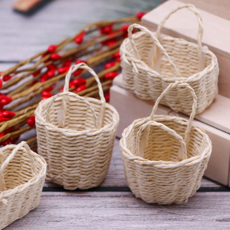 Домашняя корзина для цветов, маленькая бамбуковая декоративная фотография, миниатюрные Декорации для пикника