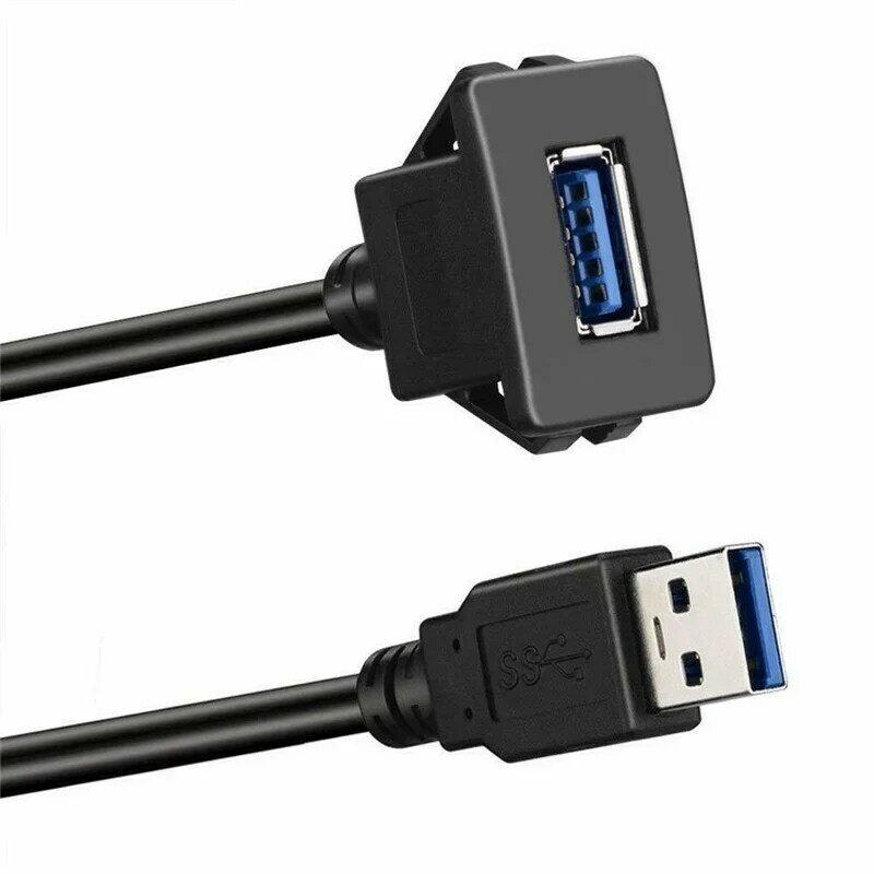 Cable de Extensión de Panel USB 3.0, Accesorio de Montaje Empotrado con Hebilla para el Coche, Camión, Barco, Motocicleta, y Salpicadero, 1m
