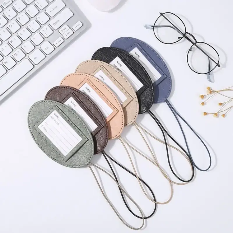 1Pcs Fashion PU Leather Luggage Tag Anti-Lost Luggage Label Suitcase ID Address Holder Tags Portable Travel Accessories