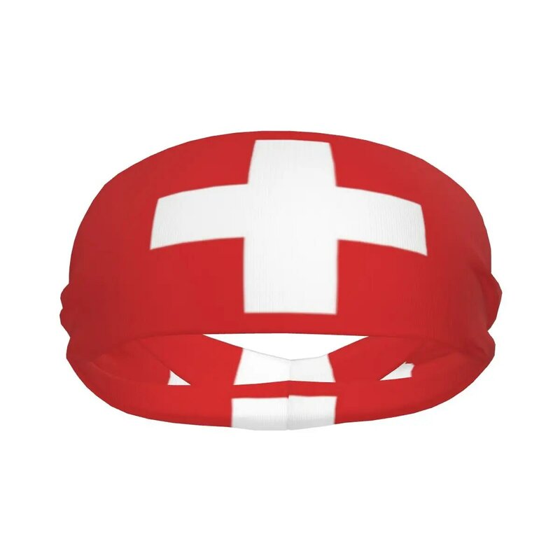 Sport Hoofdband Zwitserse Vlag Hardloop Fitness Zweetband Absorberend Fietsen Jog Haar Bandage