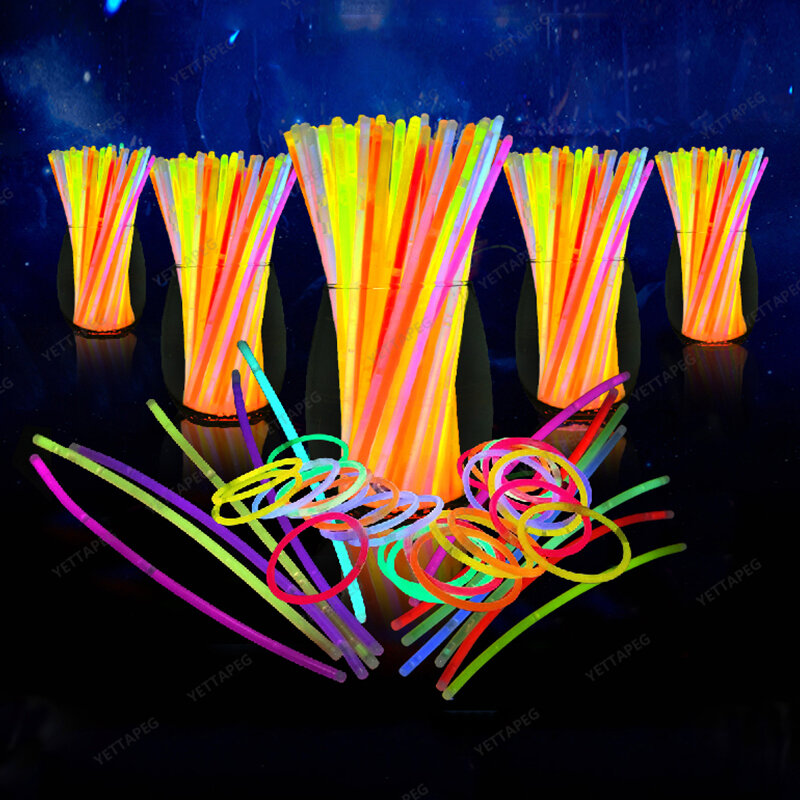 20/50/100 sztuk Glow Sticks fluorescencji zaopatrzenie firm Glow naszyjniki bransoletki dla Neon dekoracje świąteczne wesele Halloween Decor