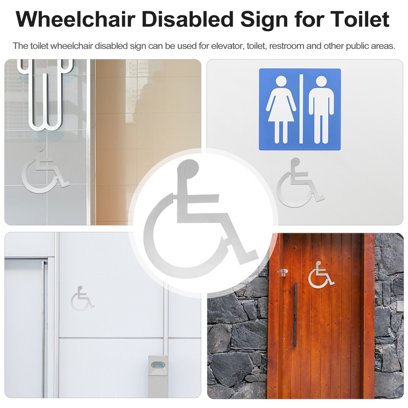 Disabled Signs Toilet Disabled Wheel Chair Sign for Toilet Emblems Stainless Steel Simple Lavatory Restroom