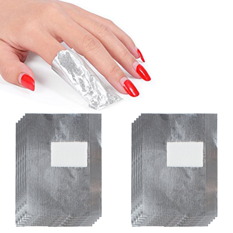 Feuille d'aluminium pour enlever le vernis à ongles, outil de manucure, dissolvant de Gel acrylique, serviette à ongles, 100 pièces/sac