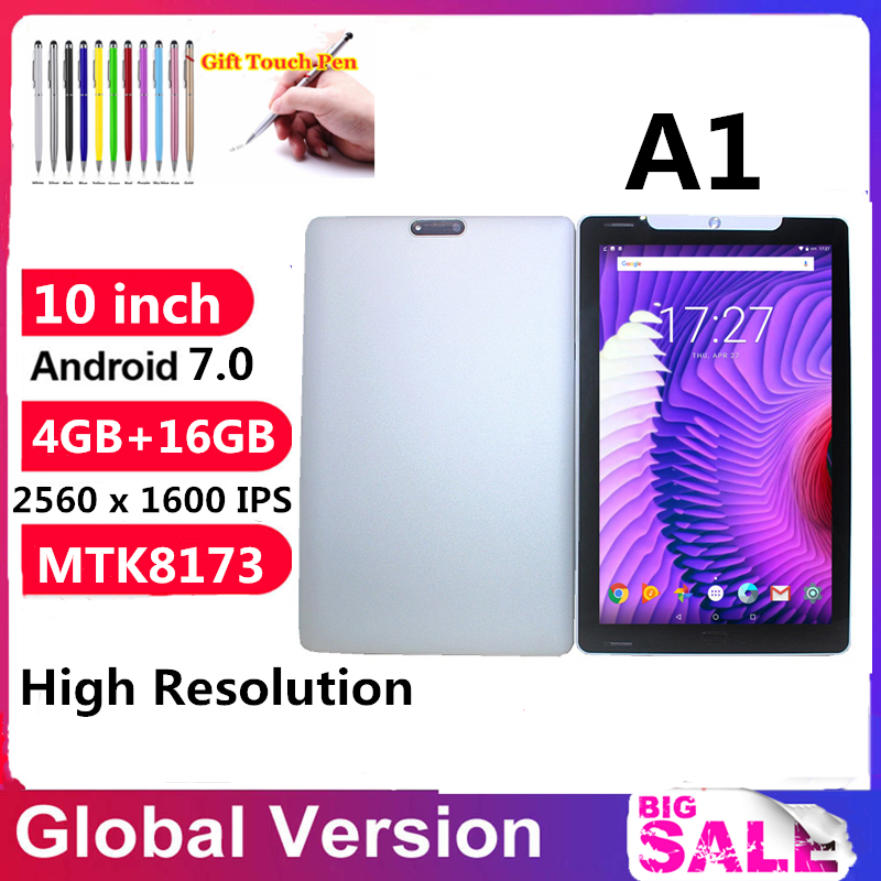 Tableta A1 de 2023 pulgadas, 4GB de RAM, 16GB de ROM, Android 10,1, resolución 7,0x2560, IPS, Quad Core, WIFI, cámara Dual, MTK8173, novedad de 1600