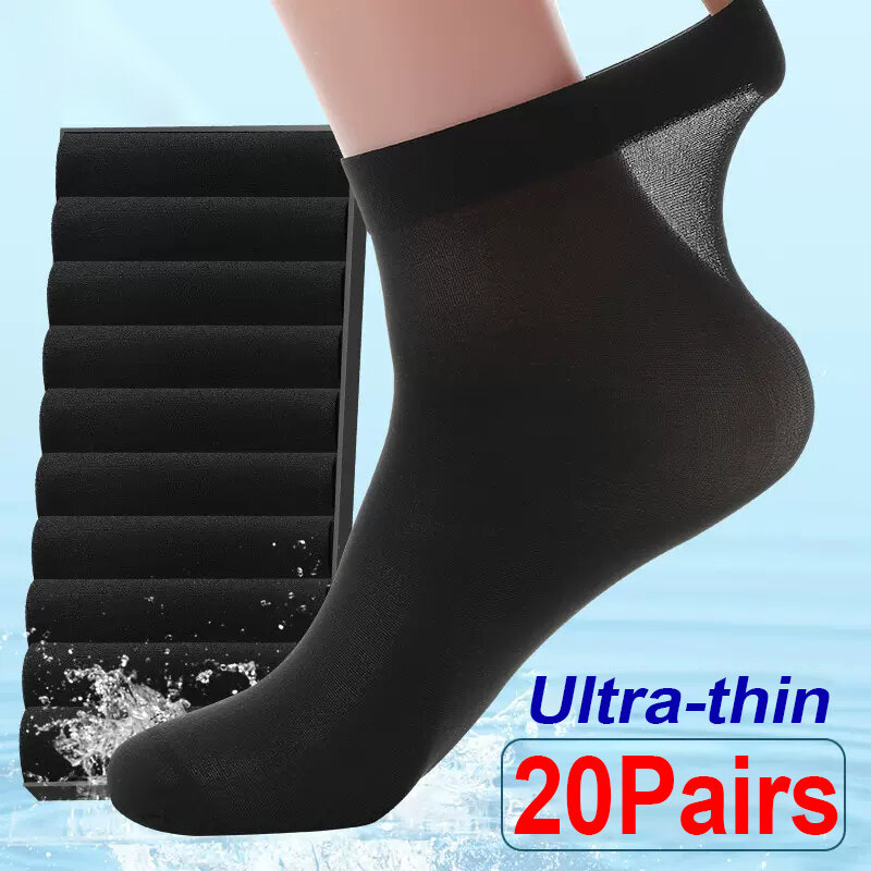10/20 Pairs Ice Silk Socks Summer Spring Ultra-thin Socks Solid Business Socks Breathable Soft Socks Ankle Bamboo Fiber Socks