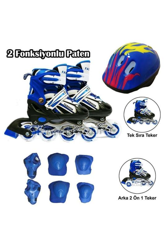 Child Skating Shoes Double Row Adjustable Child Skating Protective gear Helmet 6 Piece Protection Seti