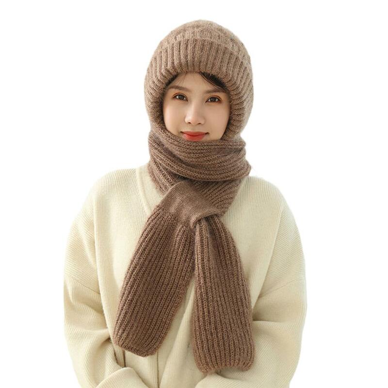 Protezione per le orecchie integrata berretto antivento sciarpa per maglieria cappello ispessente sciarpa invernale antivento con cappuccio per l'inverno