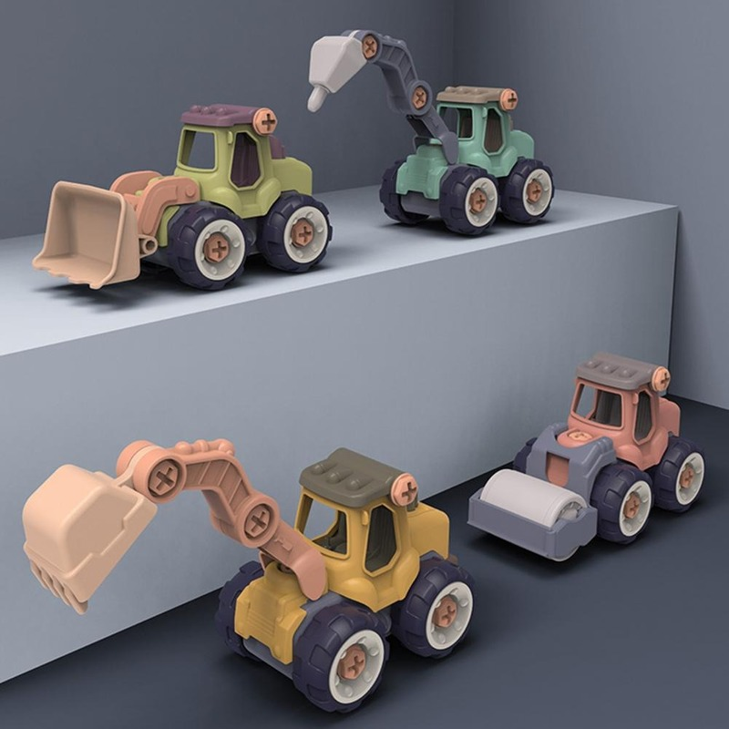Kreatif Minuature Truk Bongkar Muat Plastik DIY Truk Mainan Rekayasa Mobil Set Anak Mainan Pendidikan untuk Hadiah Anak Laki-laki