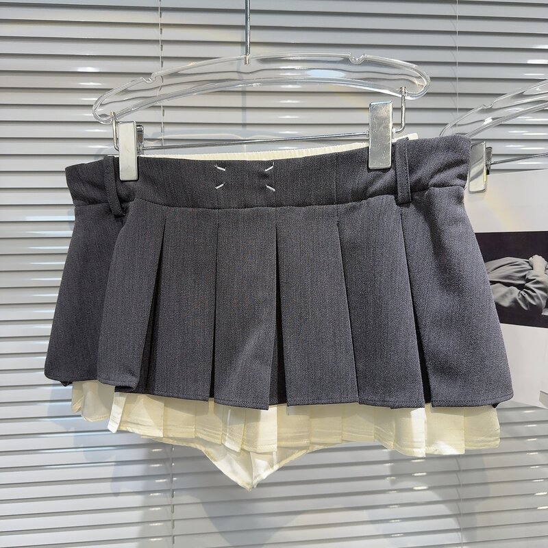 Minifalda plisada corta para mujer, falda con cordón ajustable, cintura fruncida, novedad de verano 2024