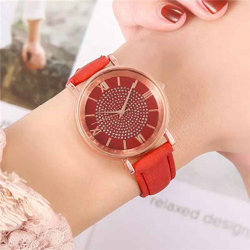 Relógio de pulso de quartzo de luxo feminino, cinto de couro, pulseira casual, relógio feminino, presentes para senhoras, meninas