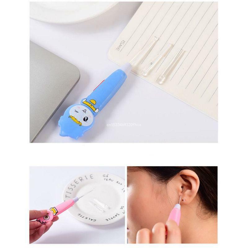 Pinzas cuchara para cuidado oreja extraíbles para bebé dibujos animados, limpieza orejas ligera para niños con