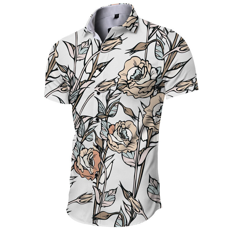 เสื้อพิมพ์ลายดอกไม้3D ฮาวายสำหรับผู้ชาย, เสื้อลำลองแนวฮาวายเสื้อปาร์ตี้วันหยุดชายหาดหญิงเสื้อผ้าเสื้อฮาราจูกุมีปก4XL สำหรับฤดูร้อน