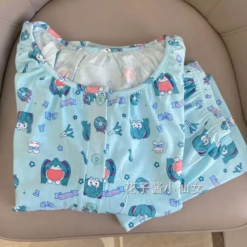 Hatsune Miku pajamas for women spring and autumn new long-sleeved anime cartoon cute student outer wear fashionable home clothes