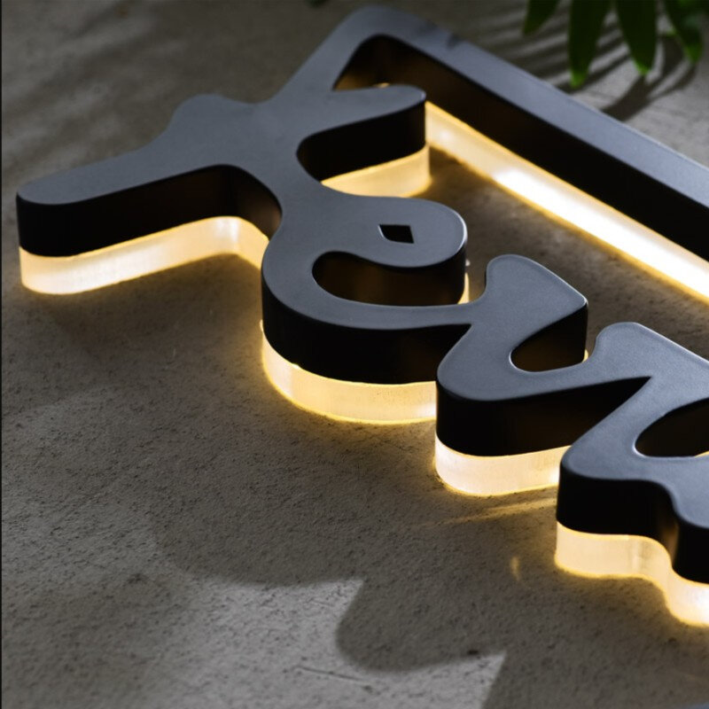 Customized Outdoor Stainless steel back lit LED letter, LED rear lighted shop signs, halo lit LED business logo sign