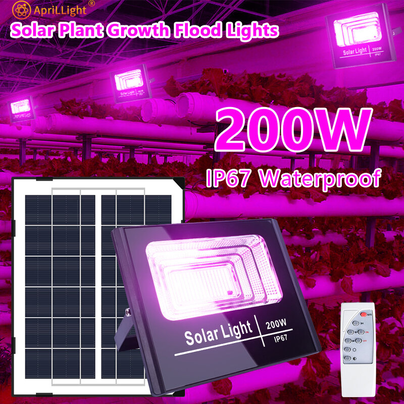 LED Solar Grow Light para Plantas, Lâmpada Phyto Lâmpada de Espectro Completo Lâmpada Hidropônica, Estufa, Tenda de Crescimento de Sementes de Flores IP66, 200W