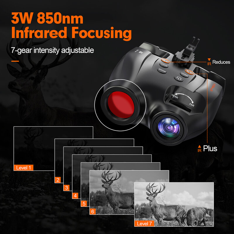 Dispositivo de visão noturna infravermelha para caça, tubo duplo, uso diurno e noturno, foto vídeo, linha de visão escura completa, n4, 5x digital, 1080p, 300m