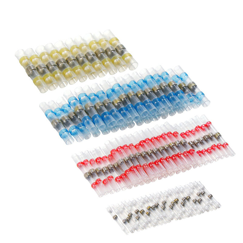 100pcs/50pcs Heat Shrink Connect Terminals Wire Insulated Butt Connectors Waterproof Solder Sleeve Tube Crimp Terminals with Box