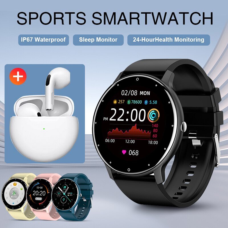 LIGE jam tangan pintar pria dan wanita, arloji Cerdas olahraga pelacak Aktivitas waktu nyata dengan Monitor detak jantung untuk Android IOS 2024