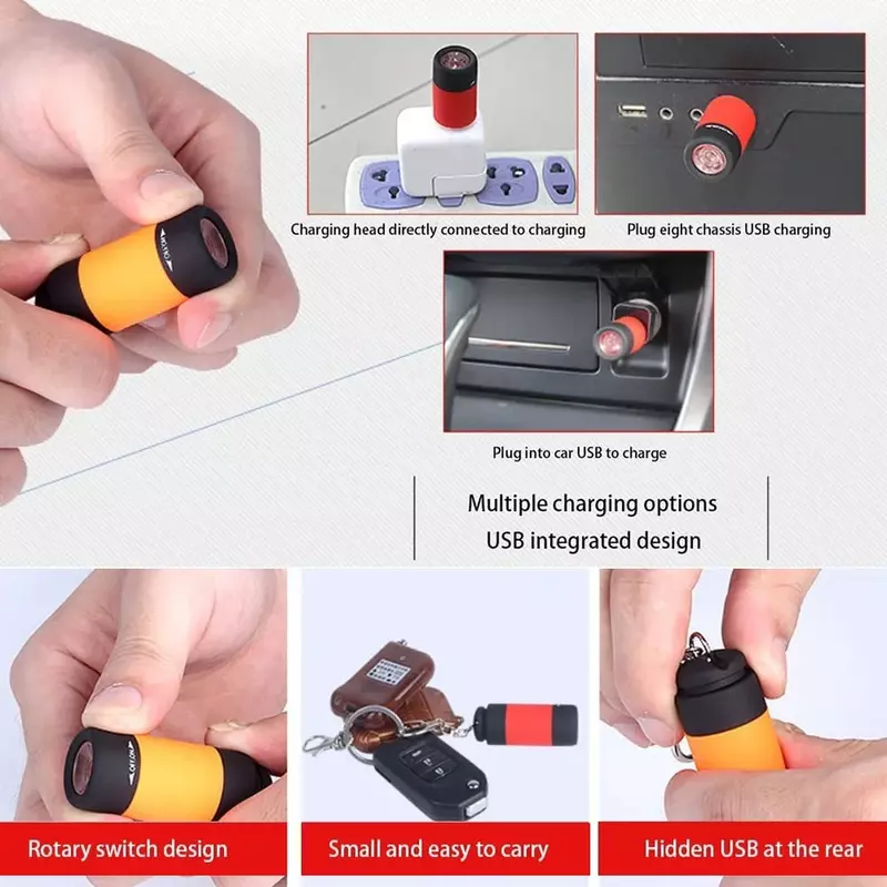 Мини-брелок STONEGO, фонарик, USB зарядка, светодиодный фонарик, водонепроницаемый брелок