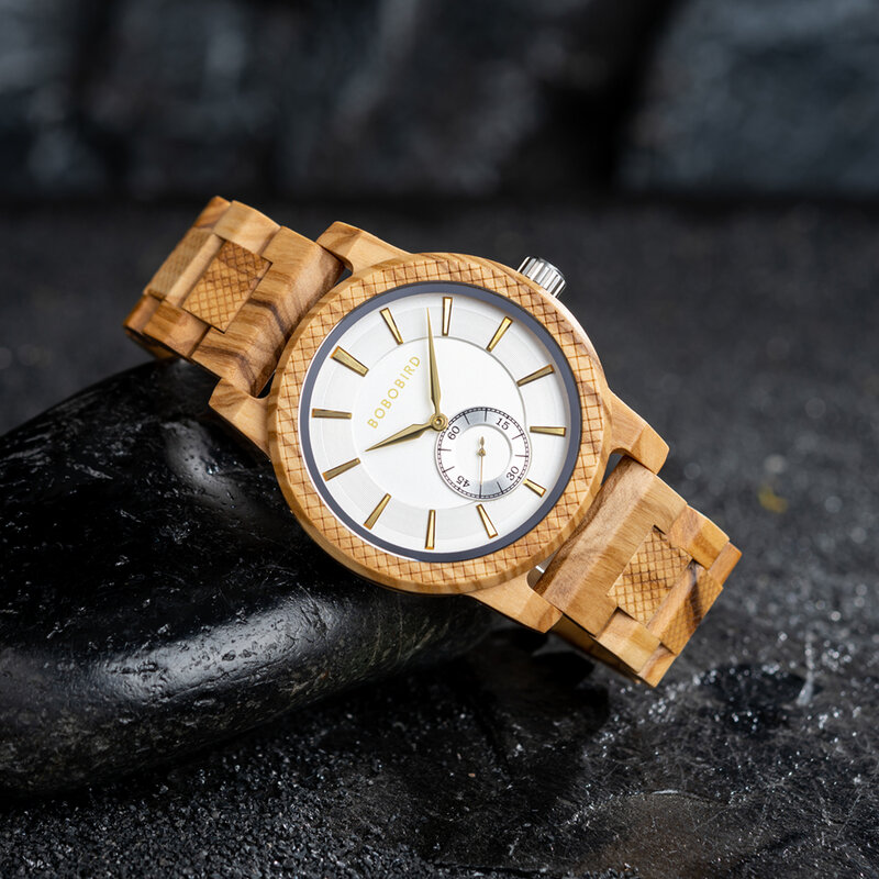 Bobo Birdカスタマイズ可能なメンズ腕時計,木製ケース付きカジュアルクォーツ時計,直送