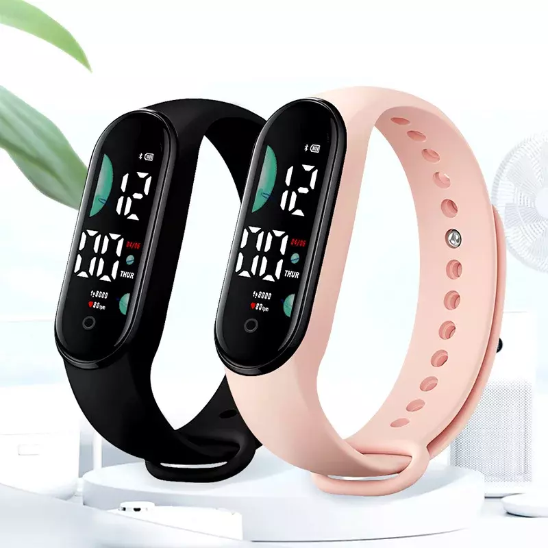 Montre de sport électronique LED pour femme, montre-bracelet numérique, horloge tactile étanche, silicone simple, mouvement, mode décontractée, nouveau, 2024