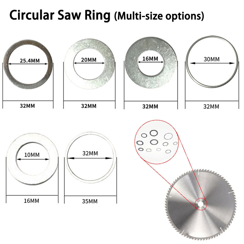 Multi size per anello di riduzione della lama della sega circolare pratica boccola di conversione 16 10mm 32 16mm 32 20mm 32 25 4mm 32 30mm