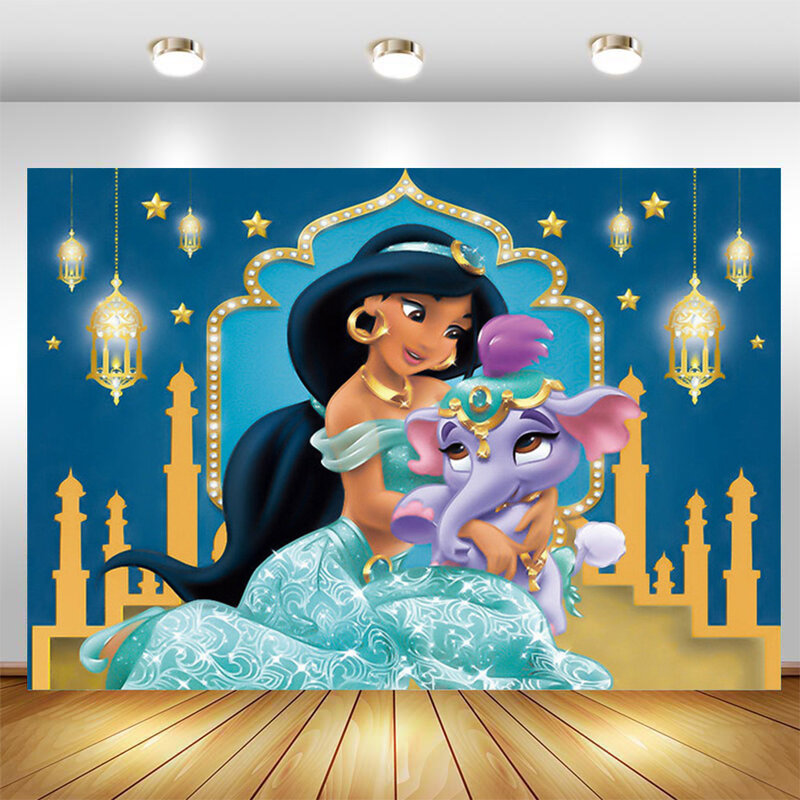 Telón de fondo de Aladdín de princesa Jasmine para fiesta de cumpleaños, decoración de habitación, Pancarta, Baby Shower, sesión de fotos, regalo para niños