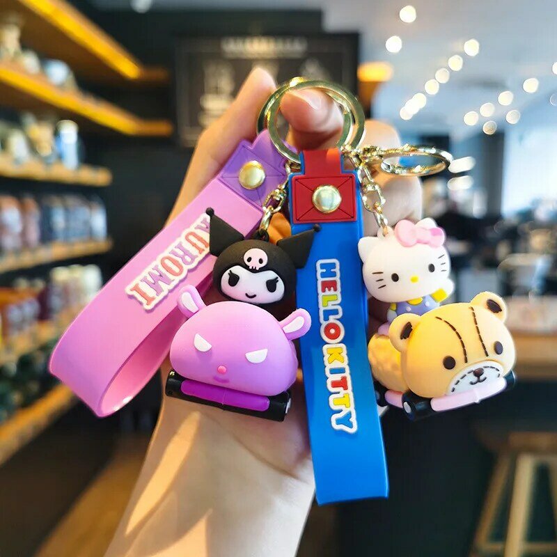 Sanrio Hallo Kitty meine Melodie Kuromi Cinna moroll Kawaii Mode Schlüssel bund Junge Mädchen Tasche Anhänger niedlichen Puppe Kind Spielzeug Geburtstags geschenke