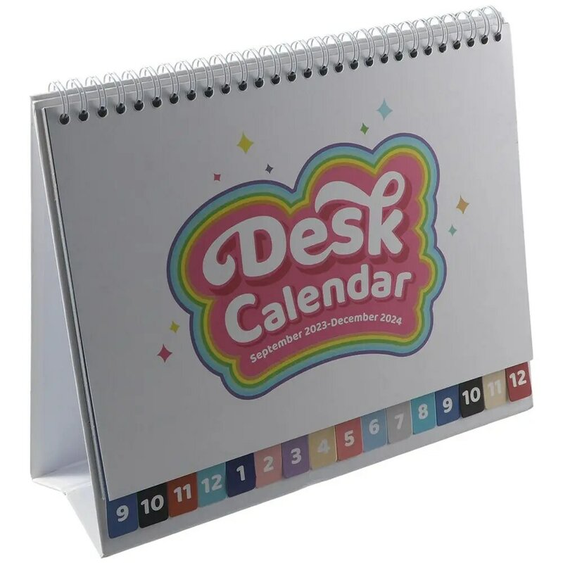 2023.9-2024.12 Small Desktop Calendar with Index Monthly Design Standing Daily Flip Daily Agenda Schedul