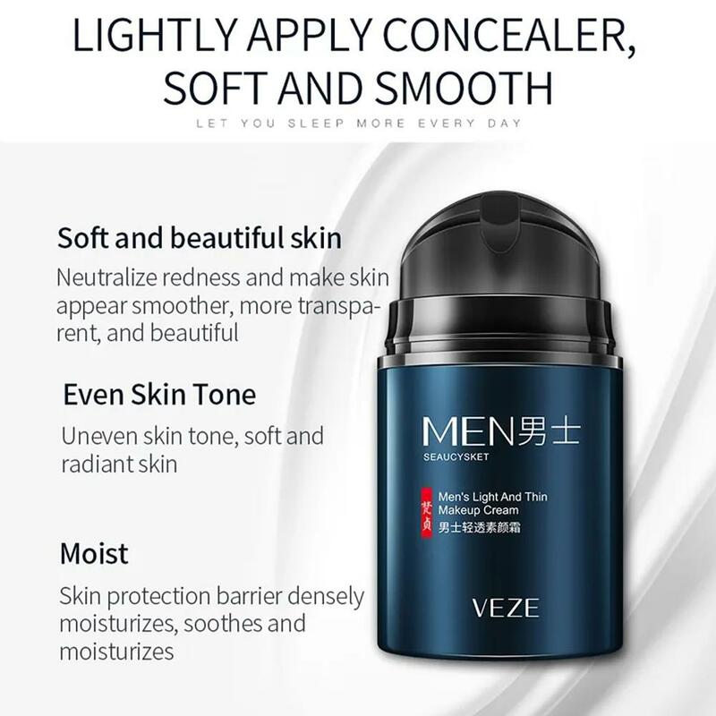 50g Men's Face Cream Moisturizing Whitening Skin Facial Primer Refreshing Natural Base Makeup Cream For Male